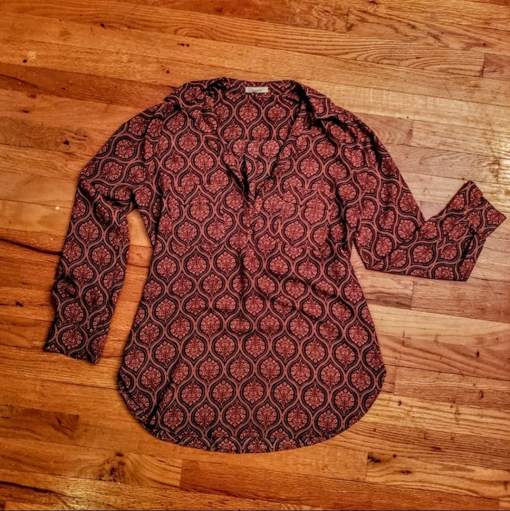 70s boho drapey longsleeve blouse